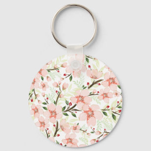 Pink flowers key ring