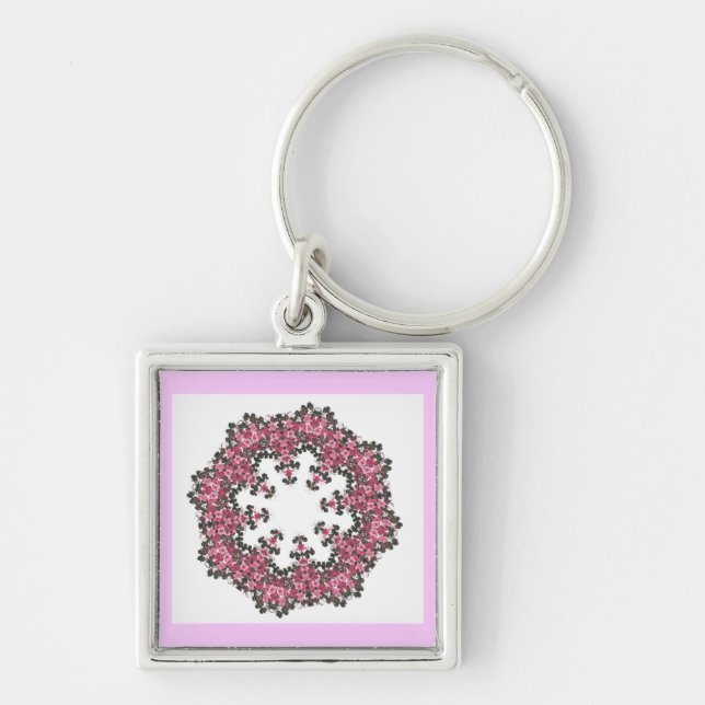 Pink Flowers Key Ring (Front)