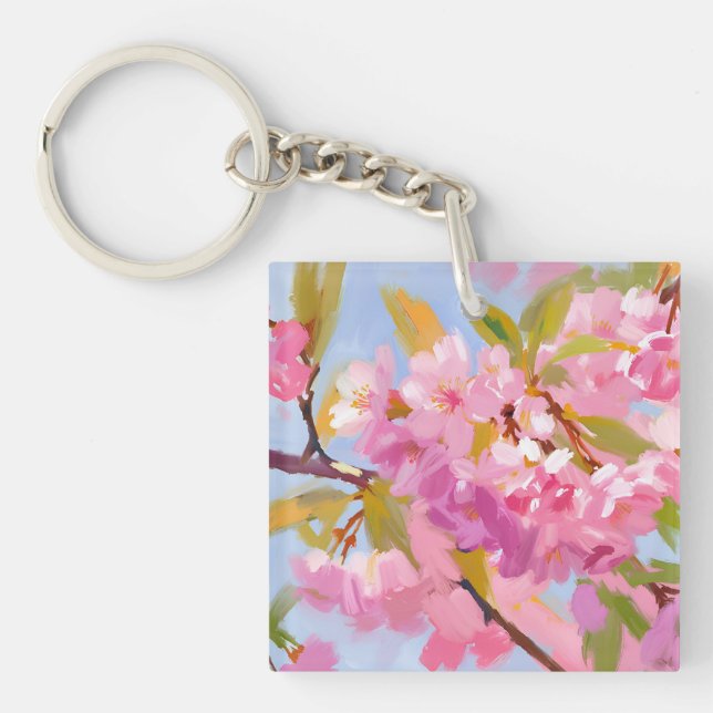 Pink Flowers Key Ring (Front)