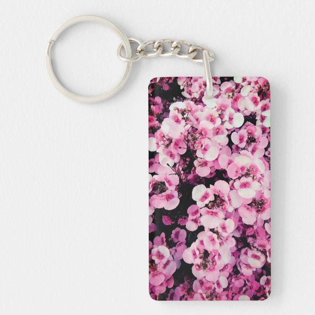 Pink flowers key ring (Front)
