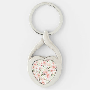 Pink flowers key ring