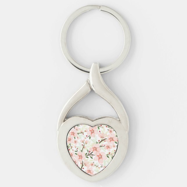 Pink flowers key ring (Front)
