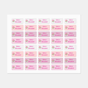Pink Flowers Kids' Name Clothing School Labels