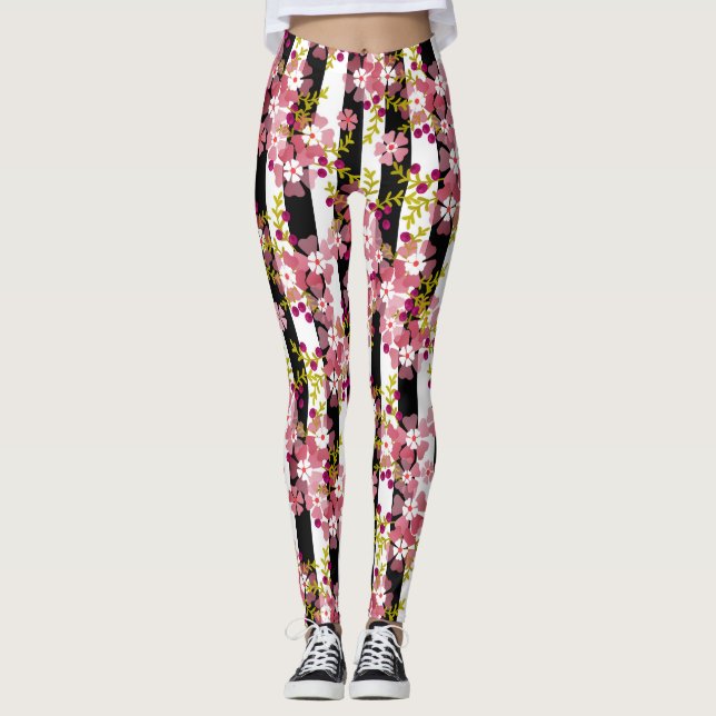 Pink flowers leggings (Front)