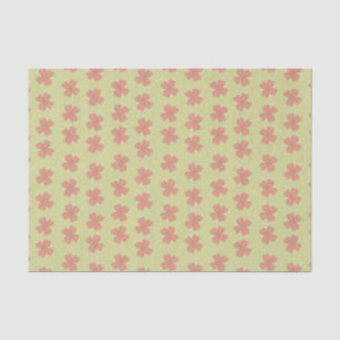 Pink Flowers Light Green Polka Dot Pretty Tissue Paper