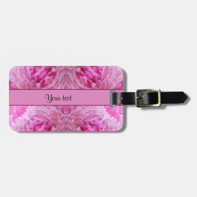 Pink Flowers Luggage Tag (Front Horizontal)