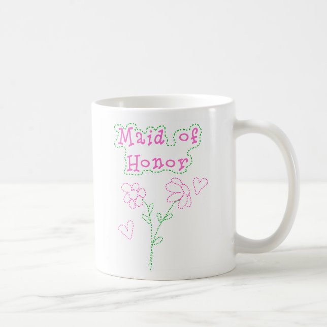 Pink Flowers Maid of Honour Coffee Mug (Right)