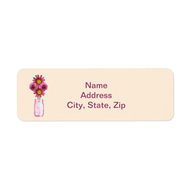 Pink Flowers Mason Jar Address Labels (Front)