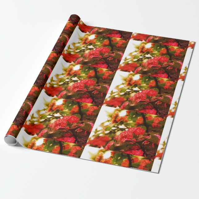 Pink Flowers Matte Wrapping Paper (Unrolled)