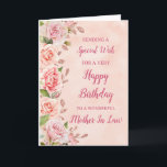 Pink Flowers Mother In Law Birthday Card<br><div class="desc">A beautiful card for your mother in law on her birthday with pastel pink flowers and rose gold effect details.</div>