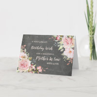 Pink Flowers Mother In Law Birthday Card