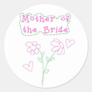Pink Flowers Mother of Bride Classic Round Sticker