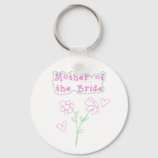Pink Flowers Mother of Bride Key Ring