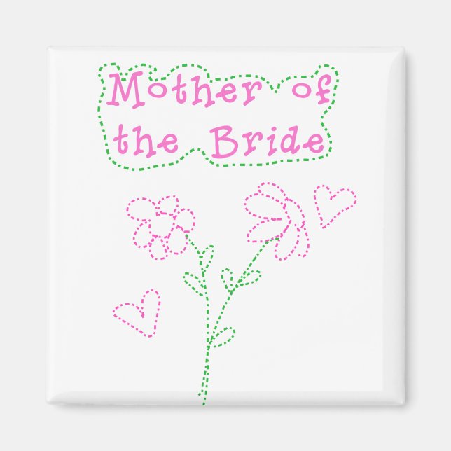 Pink Flowers Mother of Bride Magnet (Front)