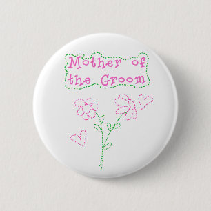 Pink Flowers Mother of Groom 6 Cm Round Badge