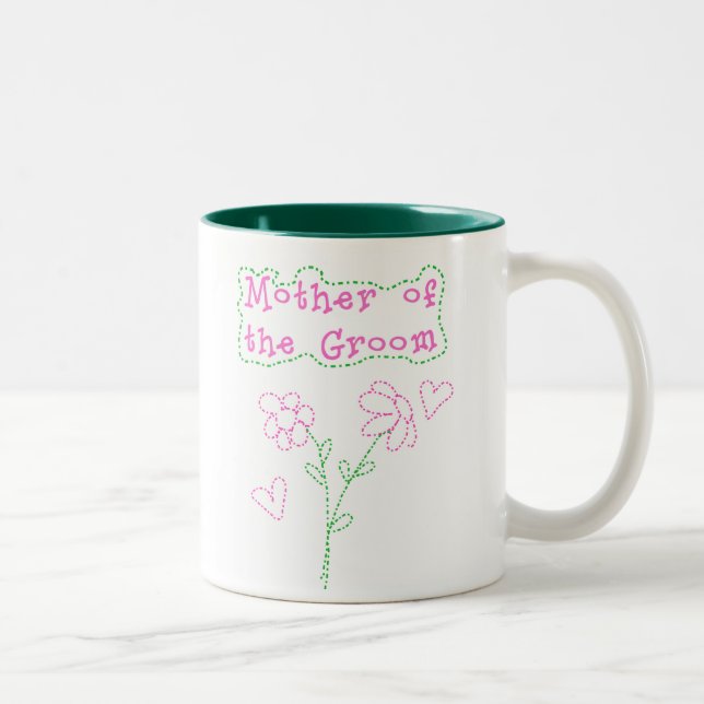 Pink Flowers Mother of  Groom Two-Tone Coffee Mug (Right)