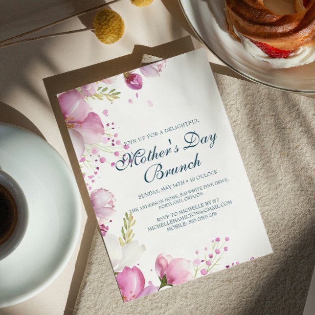 Pink Flowers Mother's Day Brunch Invitation  (Creator Uploaded)