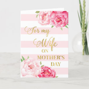 Pink Flowers Mother's Day Card for Wife