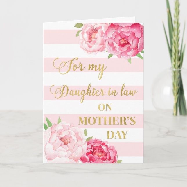 Pink Flowers Mother's Day Daughter in Law Card (Front)