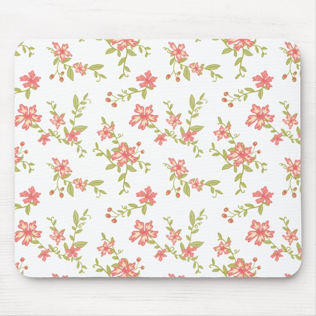 Pink Flowers Mouse Mat (Front)