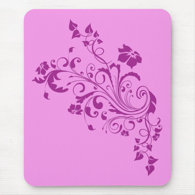 Pink Flowers Mouse Mat (Front)