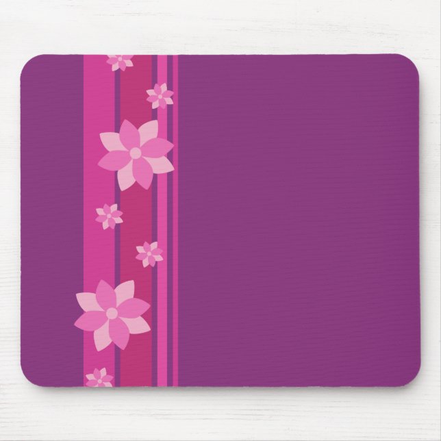 Pink Flowers Mouse Mat (Front)