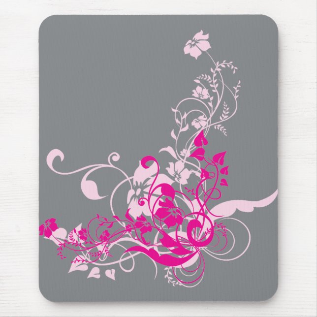 Pink Flowers Mouse Mat (Front)