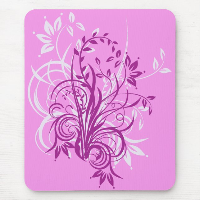 Pink Flowers Mouse Mat (Front)