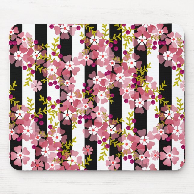 Pink flowers mouse mat (Front)