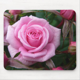 Pink Flowers Mousepad Red Rose Decor Gifts