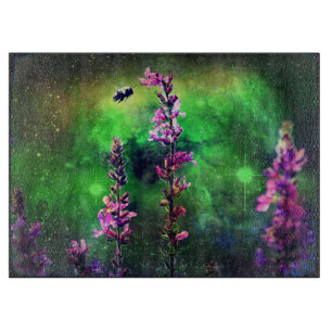 Pink Flowers N Bee Against The World Cutting Board