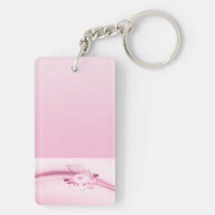 Pink Flowers n Waves Key Ring