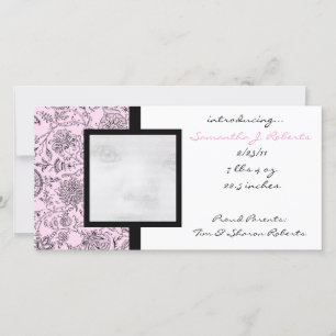 Pink Flowers New Baby Announcement Photo Cards