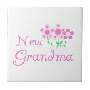Pink Flowers New Grandma Gifts Tile