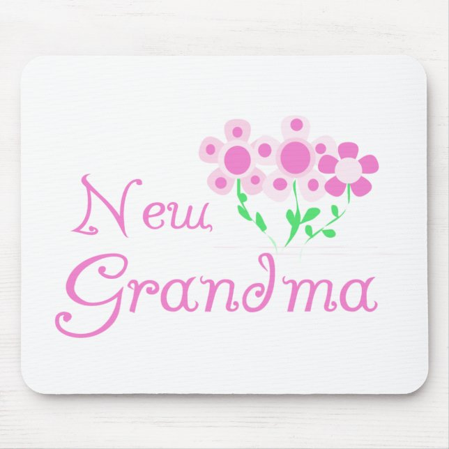 Pink Flowers New Grandma Tshirts and Gifts Mouse Mat (Front)