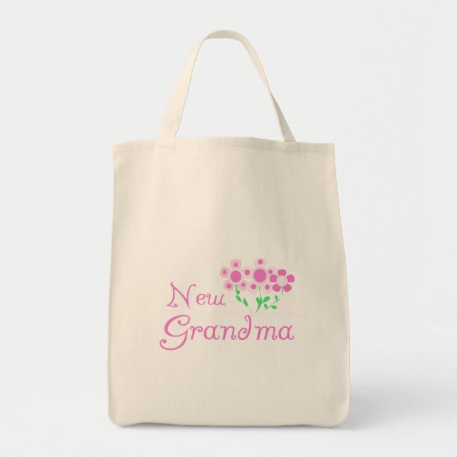 Pink Flowers New Grandma Tshirts and Gifts Tote Bag (Front)