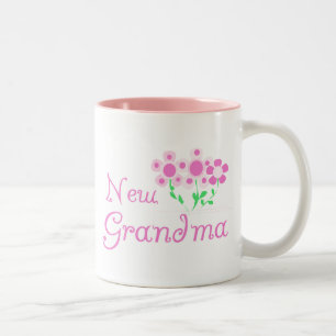 Pink Flowers New Grandma Tshirts and Gifts Two-Tone Coffee Mug