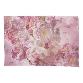 Pink Flowers Oil Painting: Delicate Pillowcase