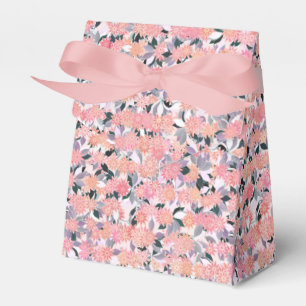 Pink flowers on a background of silver leaves favour box