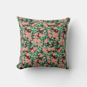 Pink flowers on a chocolate background cushion