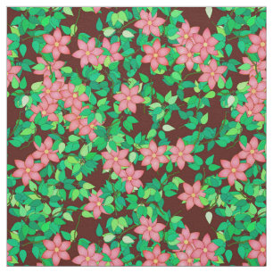 Pink flowers on a chocolate background fabric