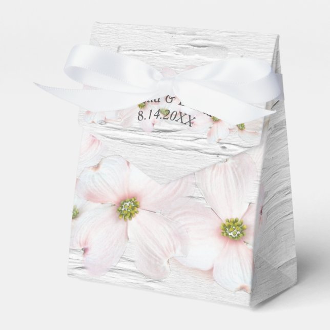 Pink Flowers on Birch Texture Favour Box (Front Side)