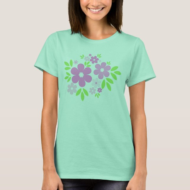 Pink flowers on black - Tshirt (Front)