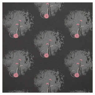 Pink flowers on distressed grey and black fabric