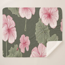 Pink flowers on green background
