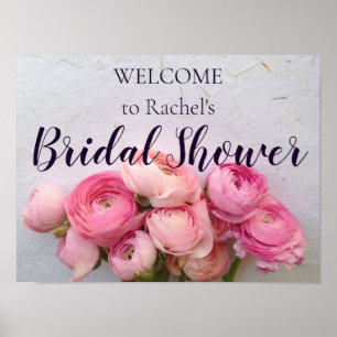 Pink flowers on handmade paper poster
