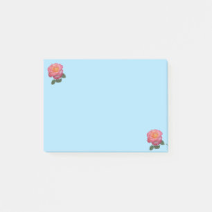 Pink Flowers on Light Blue Things To Do Post-it Notes