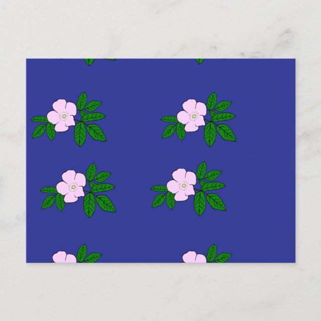 Pink flowers on navy blue postcard (Front)