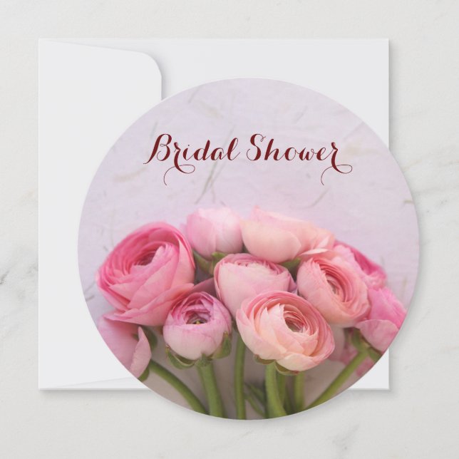 Pink flowers on texture invitation (Front)