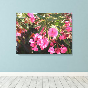 Pink flowers on the tree canvas print